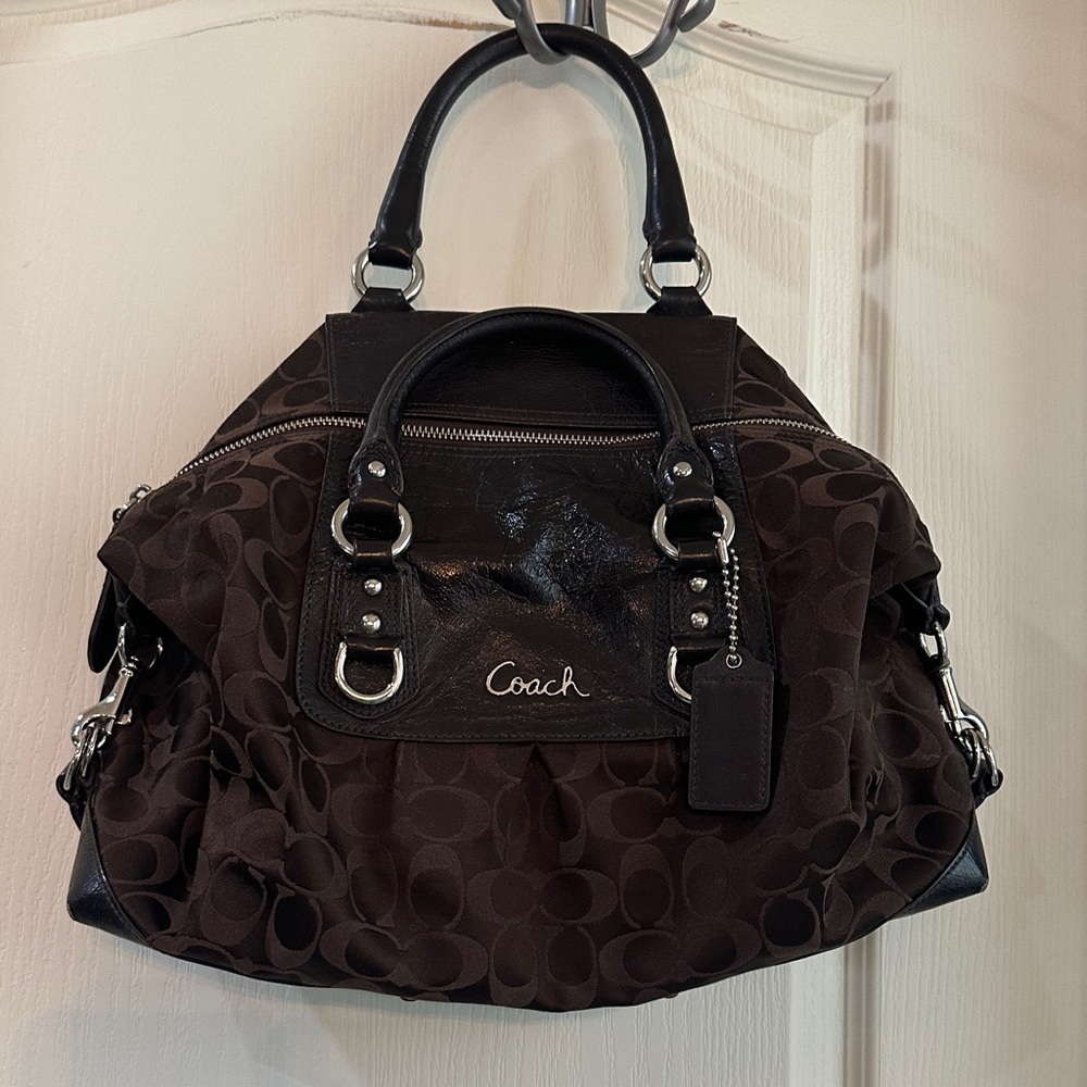 Coach Dark Brown Signature Satchel Bag